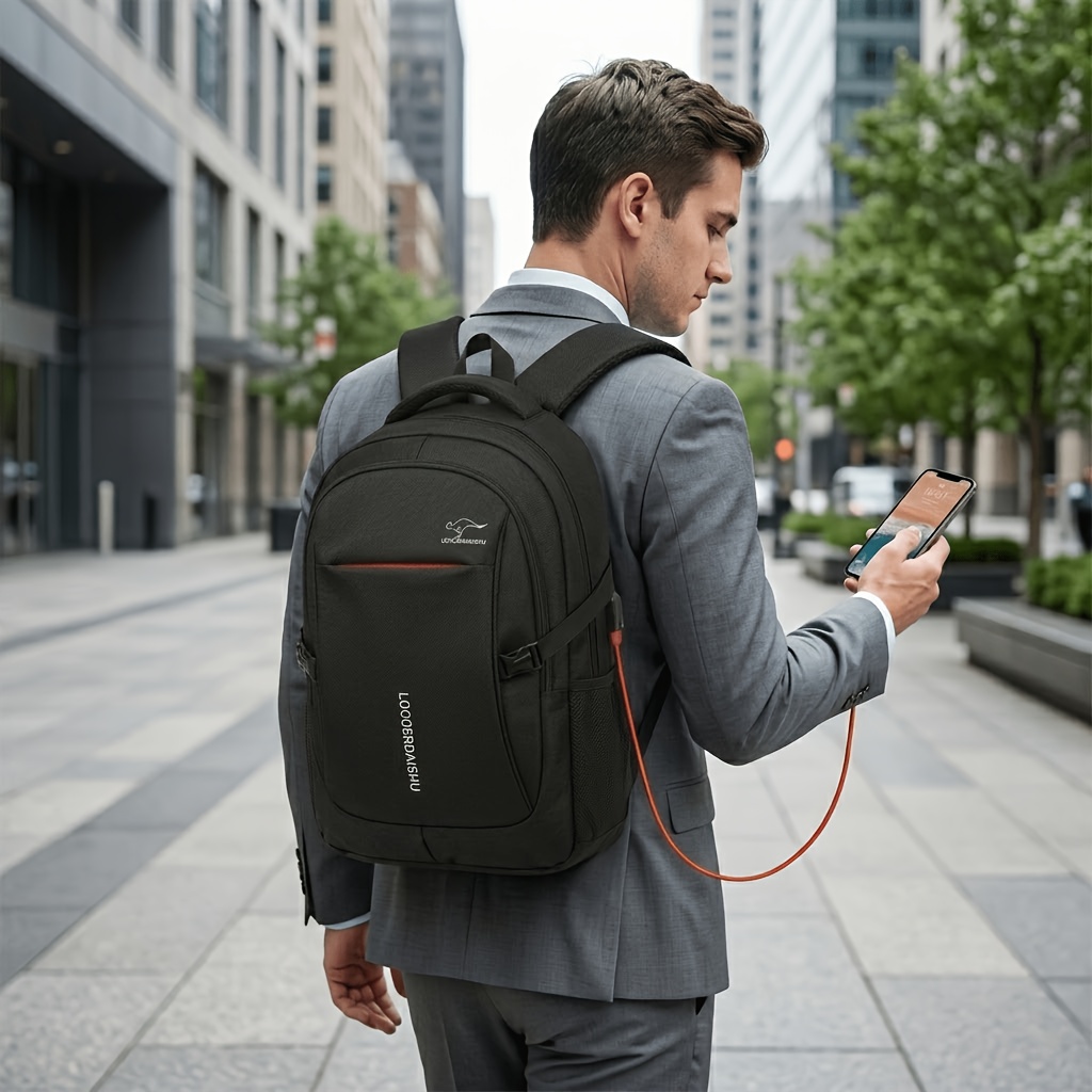 TEMU Summer 2026 New Arrival - Large-capacity Backpack. Business Backpack. Multi-compartment Laptop Bag. School Bag. Features A Usb Charging Port.