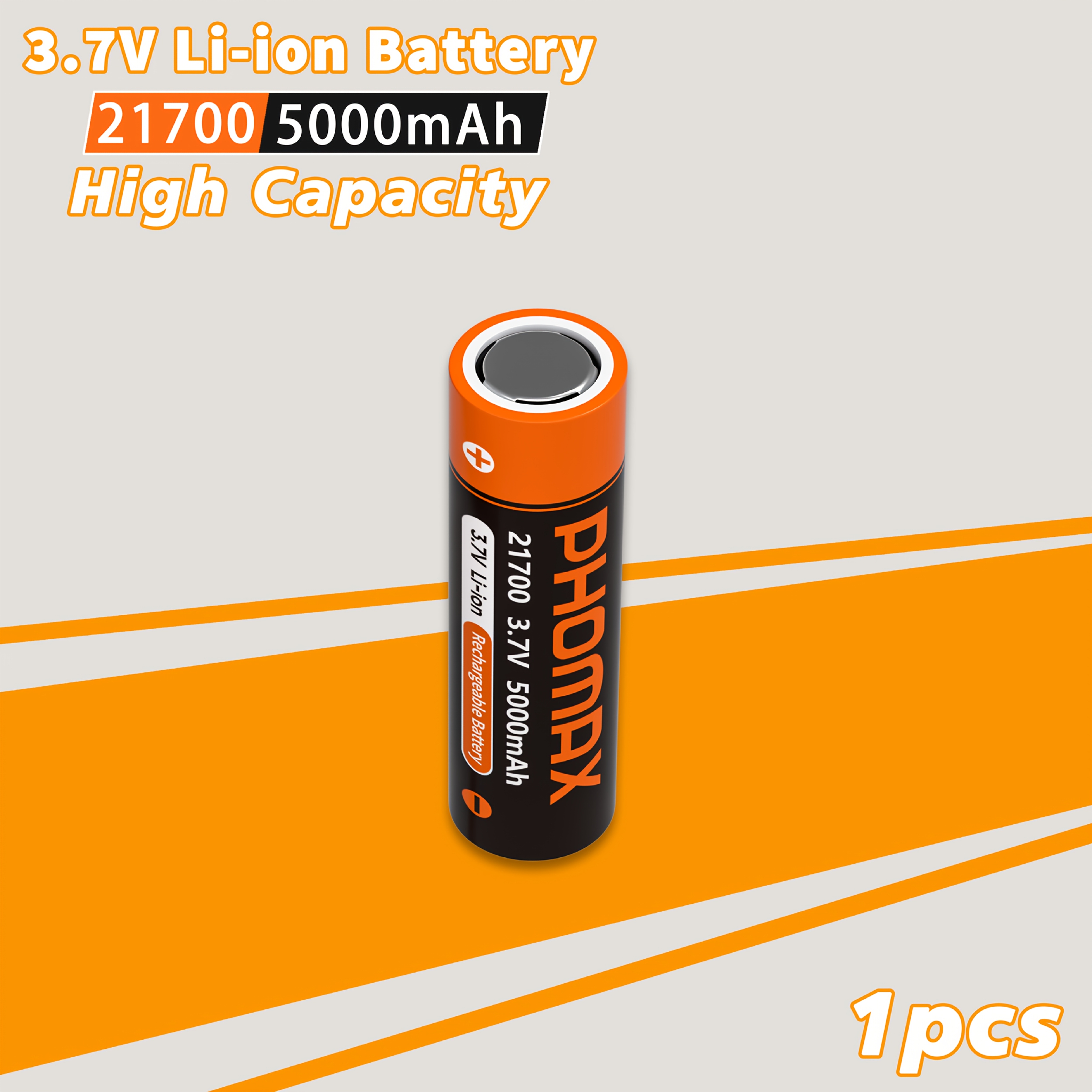 imagen del artículo batería de   de litio 21700, 5000 mah, 3.7 v, recargable, de cabeza botón, para faros, ventiladores, luces solares, linternas, relojes, electrodomésticos, artículos esenciales de viaje [marca  ]