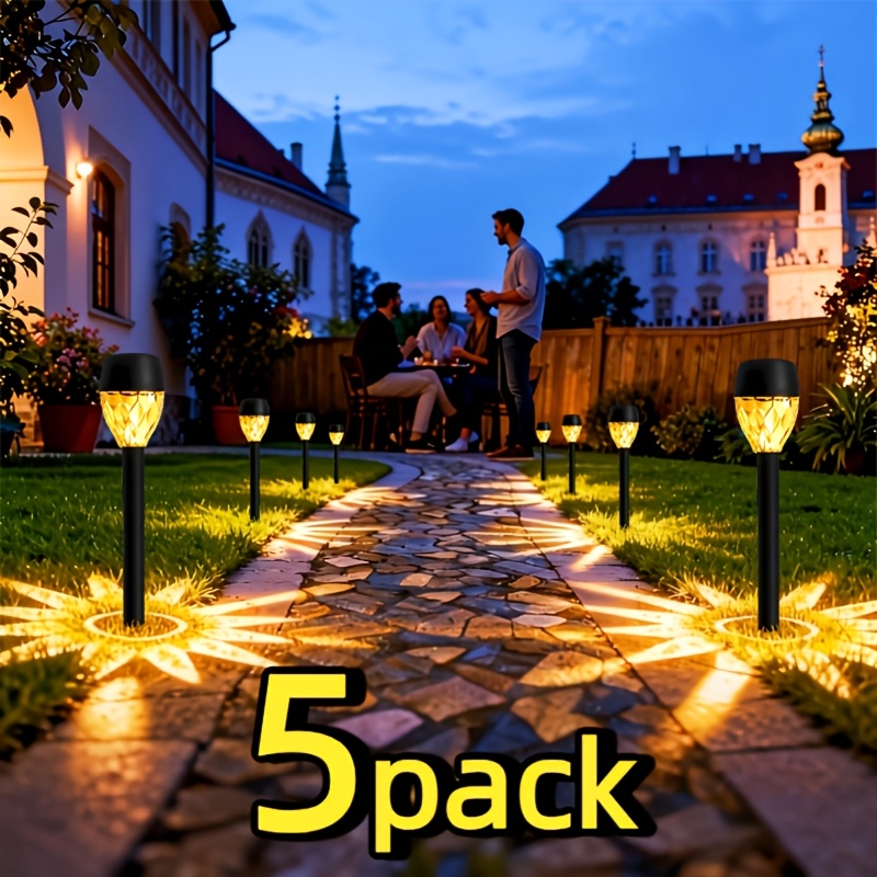 5pcs solar garden lawn lights for planter accents tree decoration outdoor music parties bbq patios and pathway night scenery