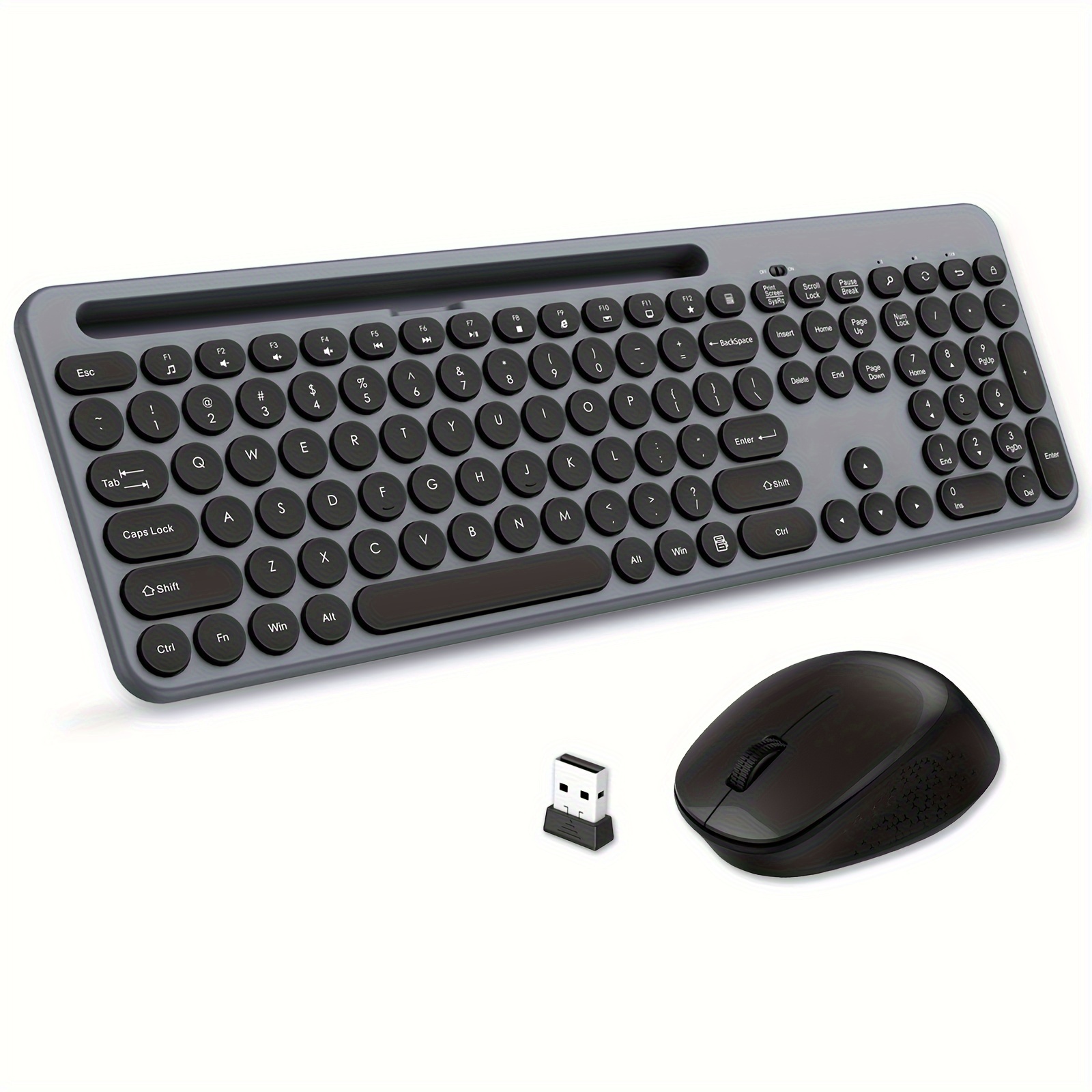 

Combo With Phone And Tablet Holder, Leadsail Wireless Usb Mouse And Full-sized Computer Keyboard Set For Windows Laptop, Desktop, Pc K933-grey