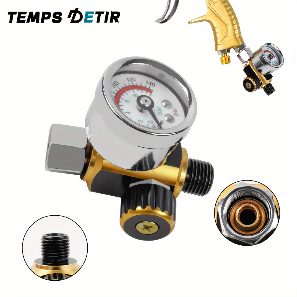 

Detir 1pc Air Pressure Regulator, G1/4 Aluminum Alloy Portable Pressure Gauge, Car Spray Accessory, Air Pressure Adjustment Tool For , Vehicle Repair