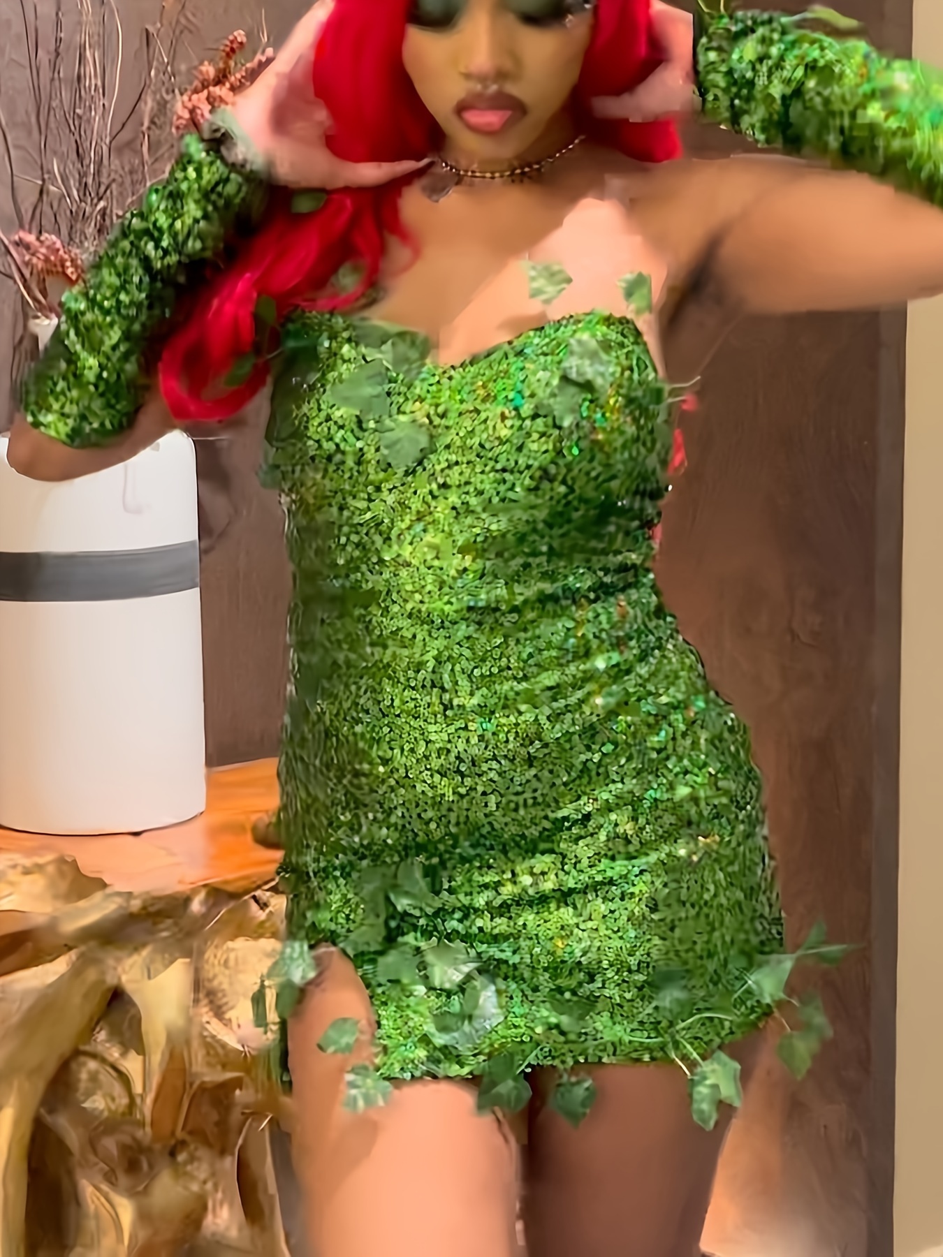 slim fit dress slacks Green Poison Ivy Dress Cosplay Costume Poison Ivy Inspired Dress Outfi –  CoserZ