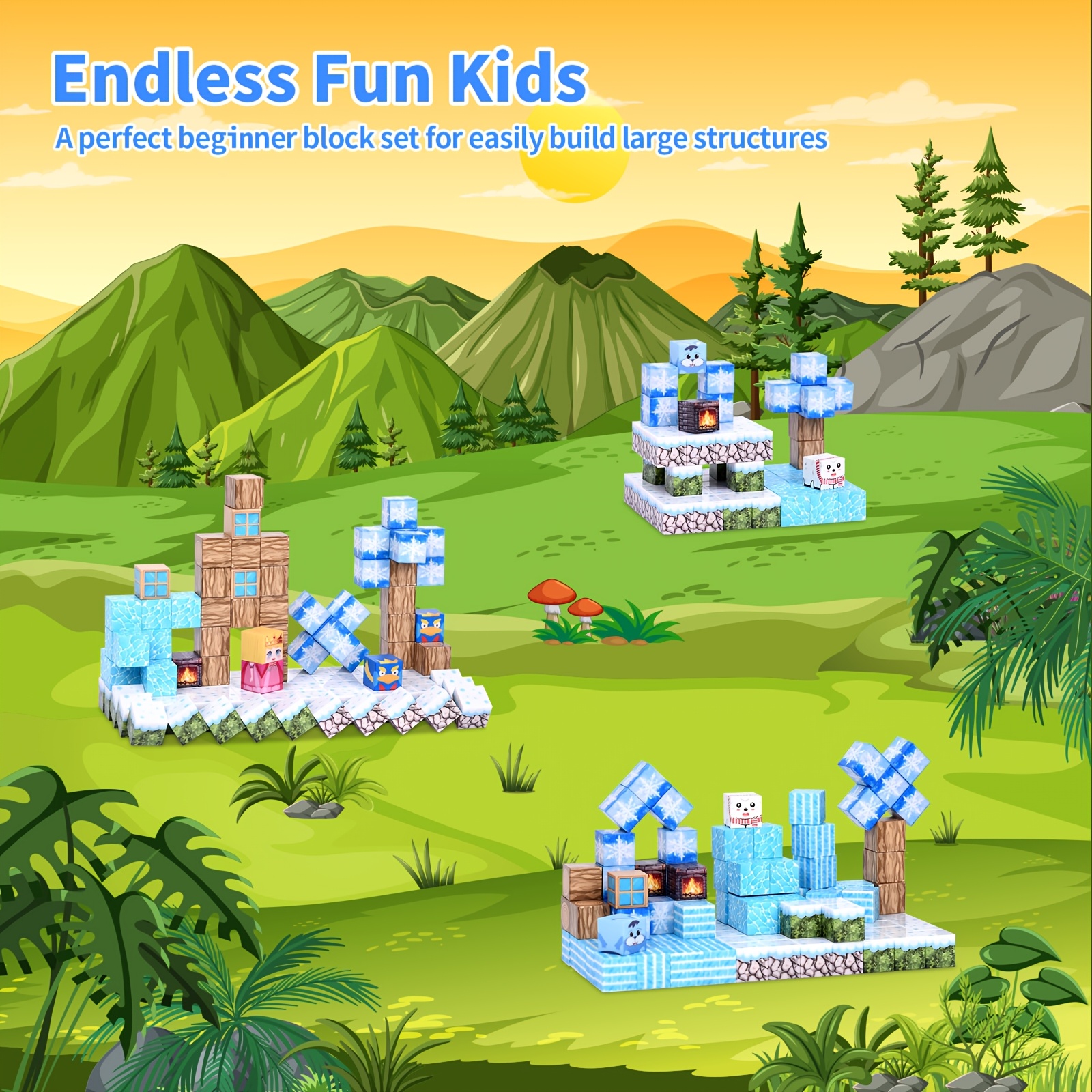 100pcs Snow-Themed Magnetic Building Blocks for Creative Construction