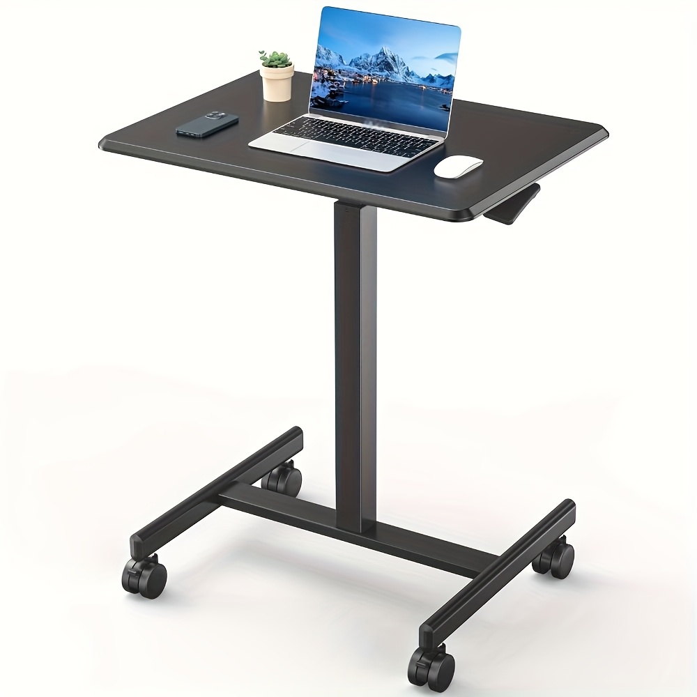Small Standing Desk With Wheels – Adjustable Height Mobile Desk For Walking Pad, Laptop, Rolling Computer Desk