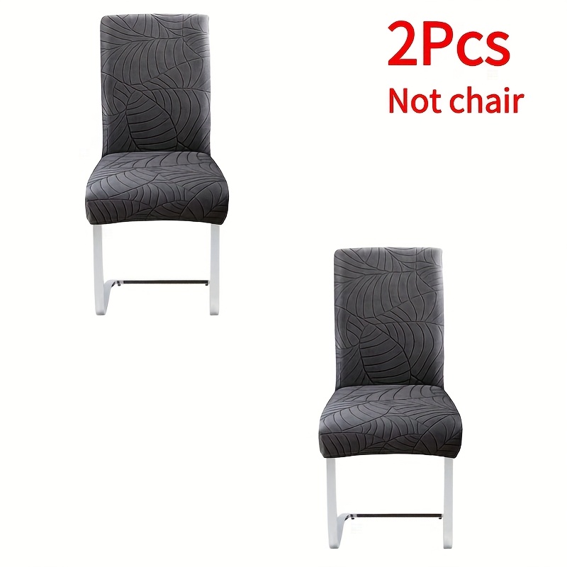 Image of 2pcs/set Leaves Jacquard Chair Cover Stretch Dining Chair Slipcovers Chairs Protect Cover For Living Room Kitchen Banquet