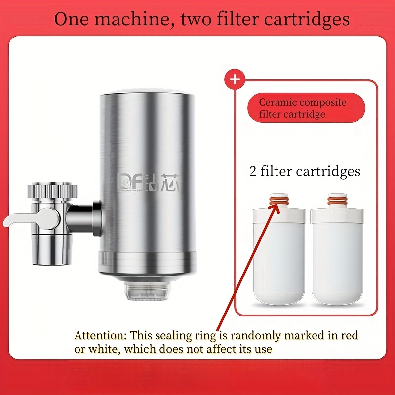 Image of Faucet Water Purifier With 2 Ceramic Composite Filter Elements, Removes Sediment, Rust, Particulate Impurities From Water, And Reduces Scale, Off-color And Odor
