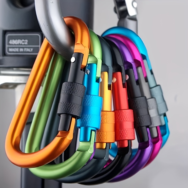 

5pcs Assorted Colors D-ring With Lock, 3.15" Aluminum Alloy - Outdoor Camping & Hiking