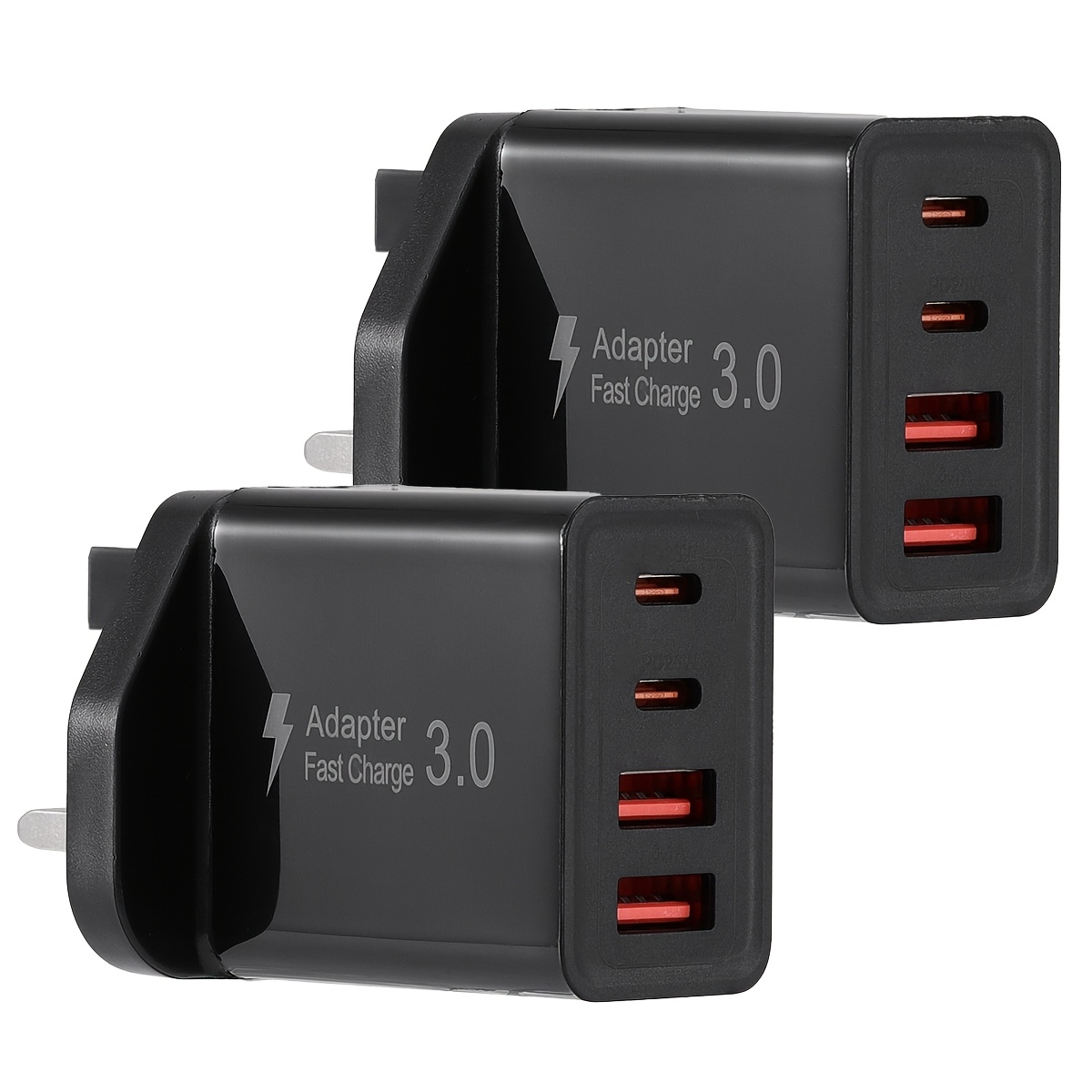 2pcs 4 port qc pd 3 0   40w usb c charger adapter for iphone 17 16 15 14 13 pro   8 7 6 samsung s21 s20 s10 s9 etc smartphones home appliances