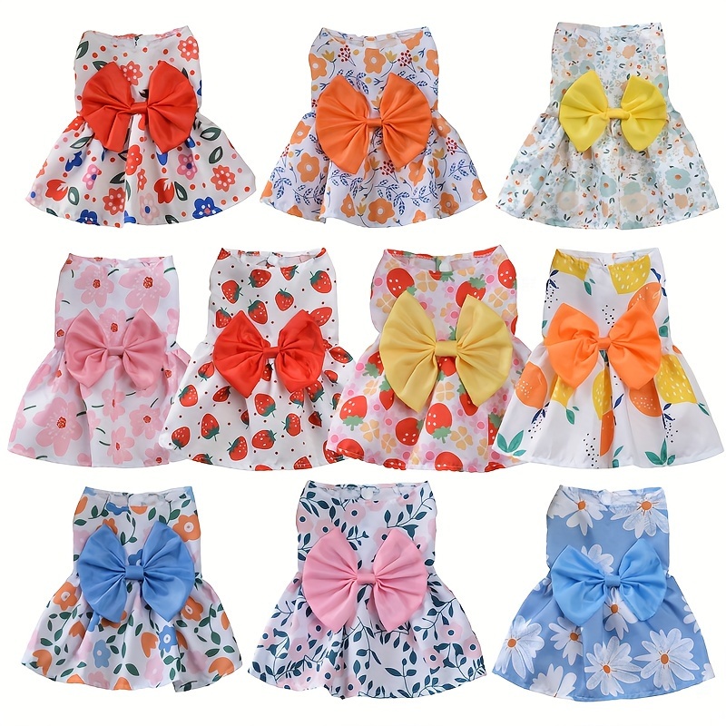 

10pcs Pet Clothing Wholesale Set, Small Dog And Cat Floral Princess Skirt Breathable Soft Cute Dog Skirt Summer Thin, Bo Mei Chihuahua Yorkshire Shih Tzu Than Teddy Bear Pet Clothing