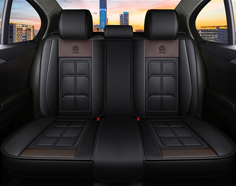5pcs Full Set Car Seat Covers -  Fit for Most Sedans, SUVs & Trucks - Premium PU Leather, Waterproof & Breathable - Year-Round Protection