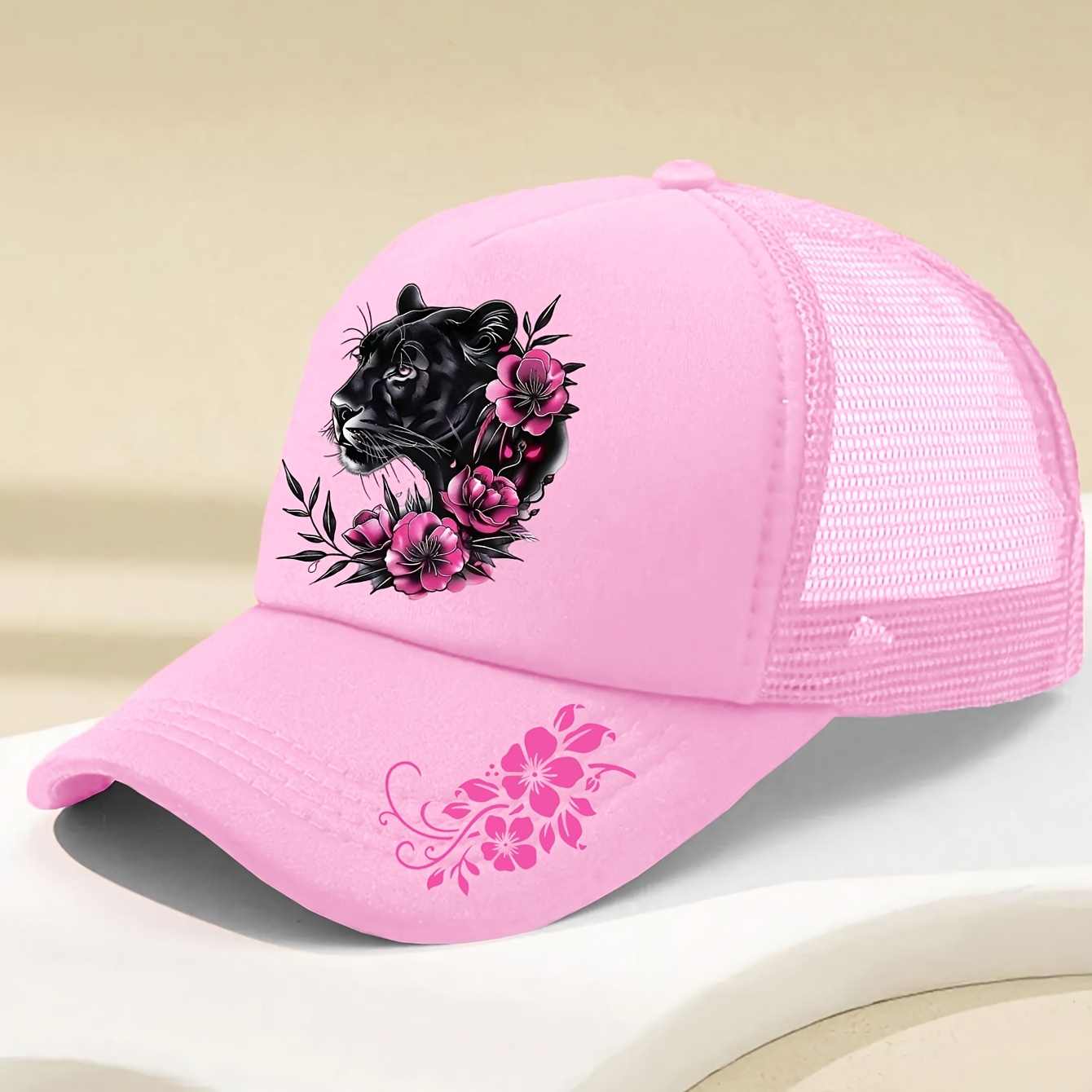 TEMU Adjustable And Breathable Unisex Baseball Cap Featuring A Tiger And , Perfect For Casual Wear And Versatile Enough For Truck Drivers