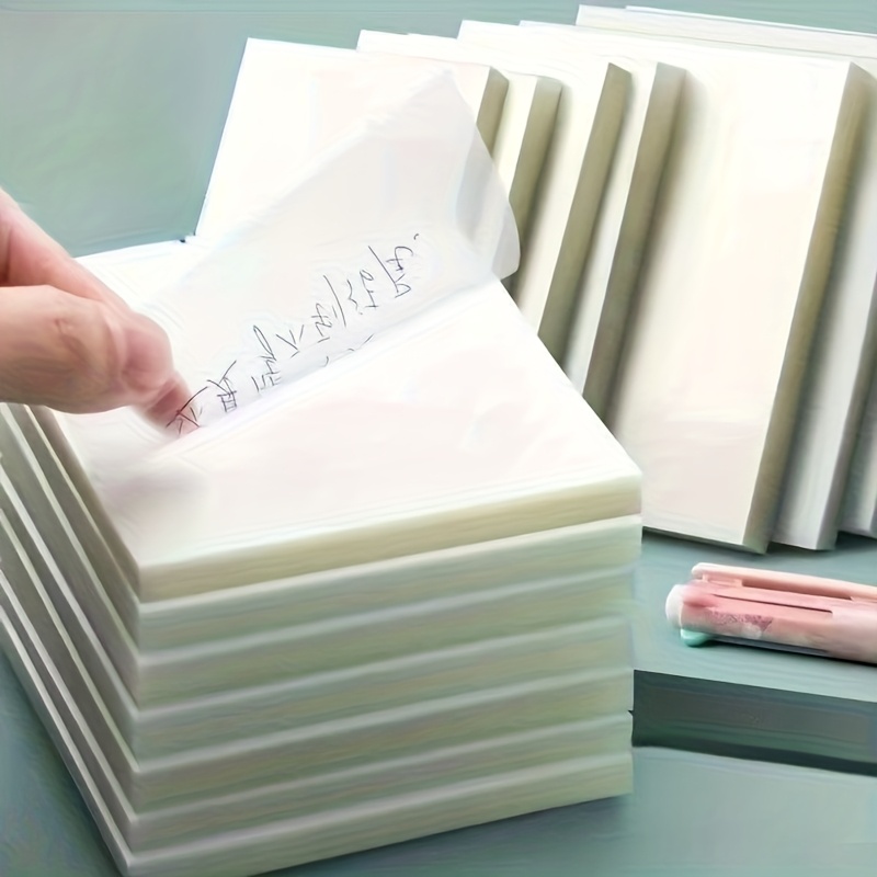 150 sheets transparent sticky notes reusable self   memo pads in   sizes square rectangle   school and office organization