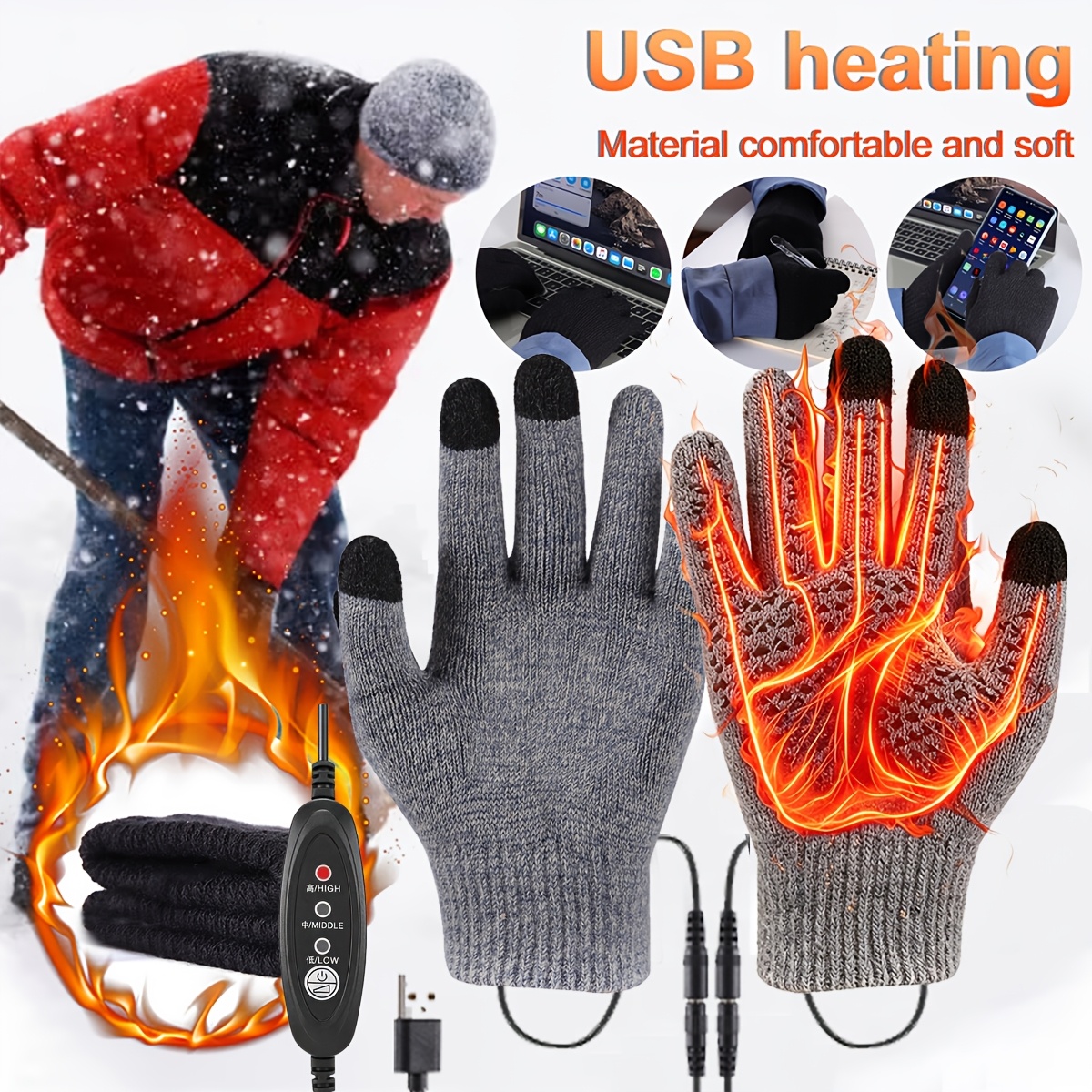 USB Electric Heating Gloves for Winter Warm-Up