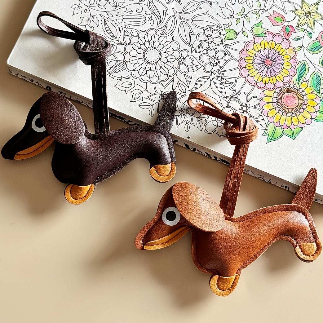 TEMU 2pcs Dachshund Keychain - Cute Dog Pendant With Removable Strap, Multifunctional Phone Case And Car Key Chain - Mother's Day, Father's Day,