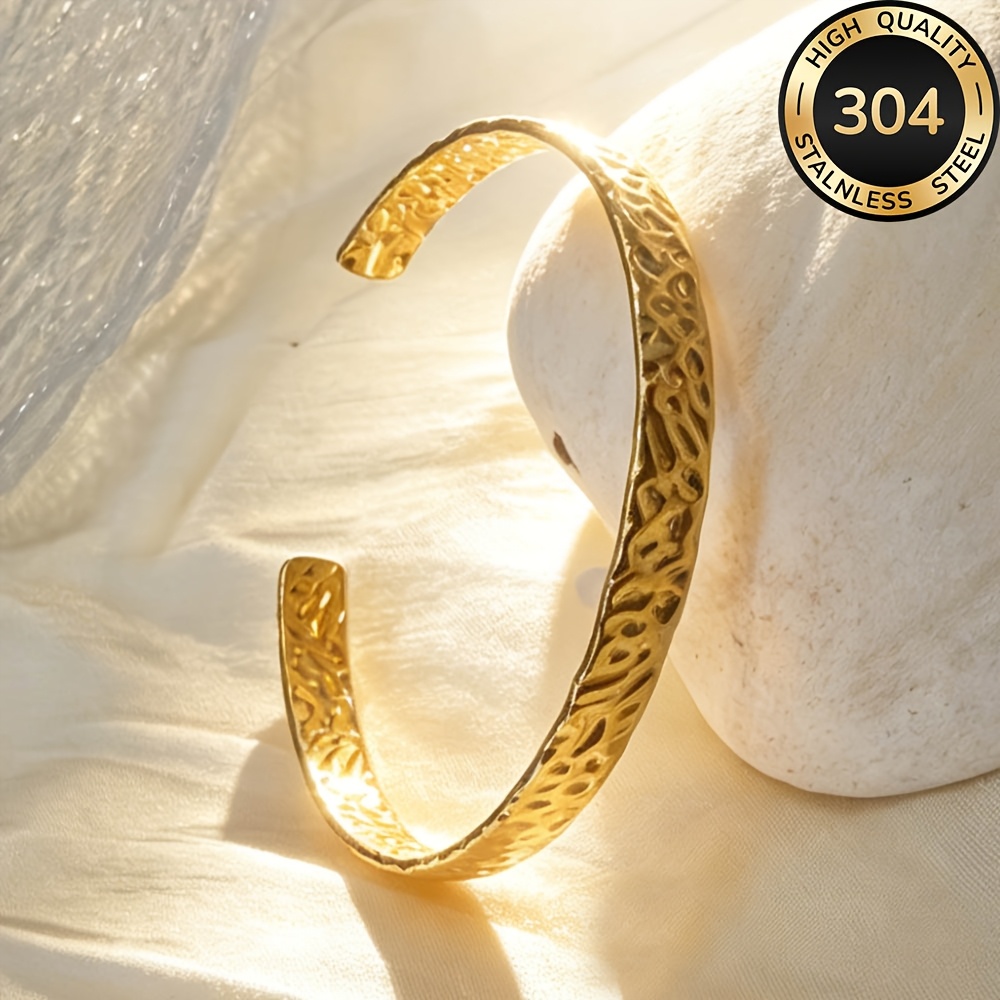 Women's 18K Golden Plated Retro Hammered Bracelet