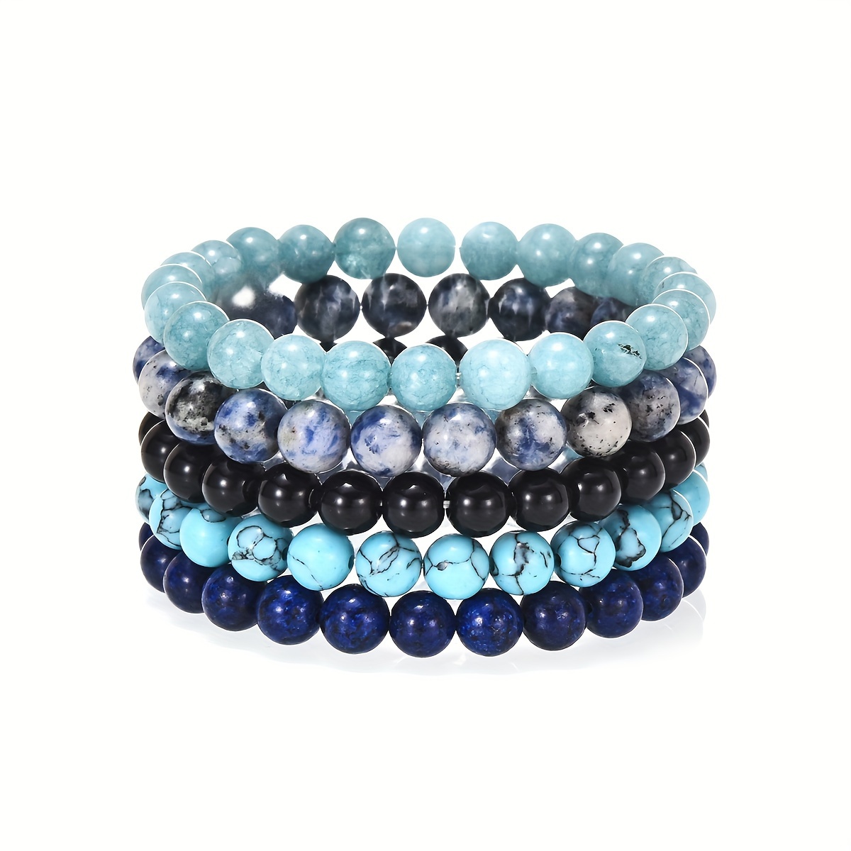 TEMU 5pcs Bracelet pour Femmes en Naturelle d'Agate à Points et Aventurine Verte avec Options de Couleurs Multi-Bohème Bracelet Cadeau pour et