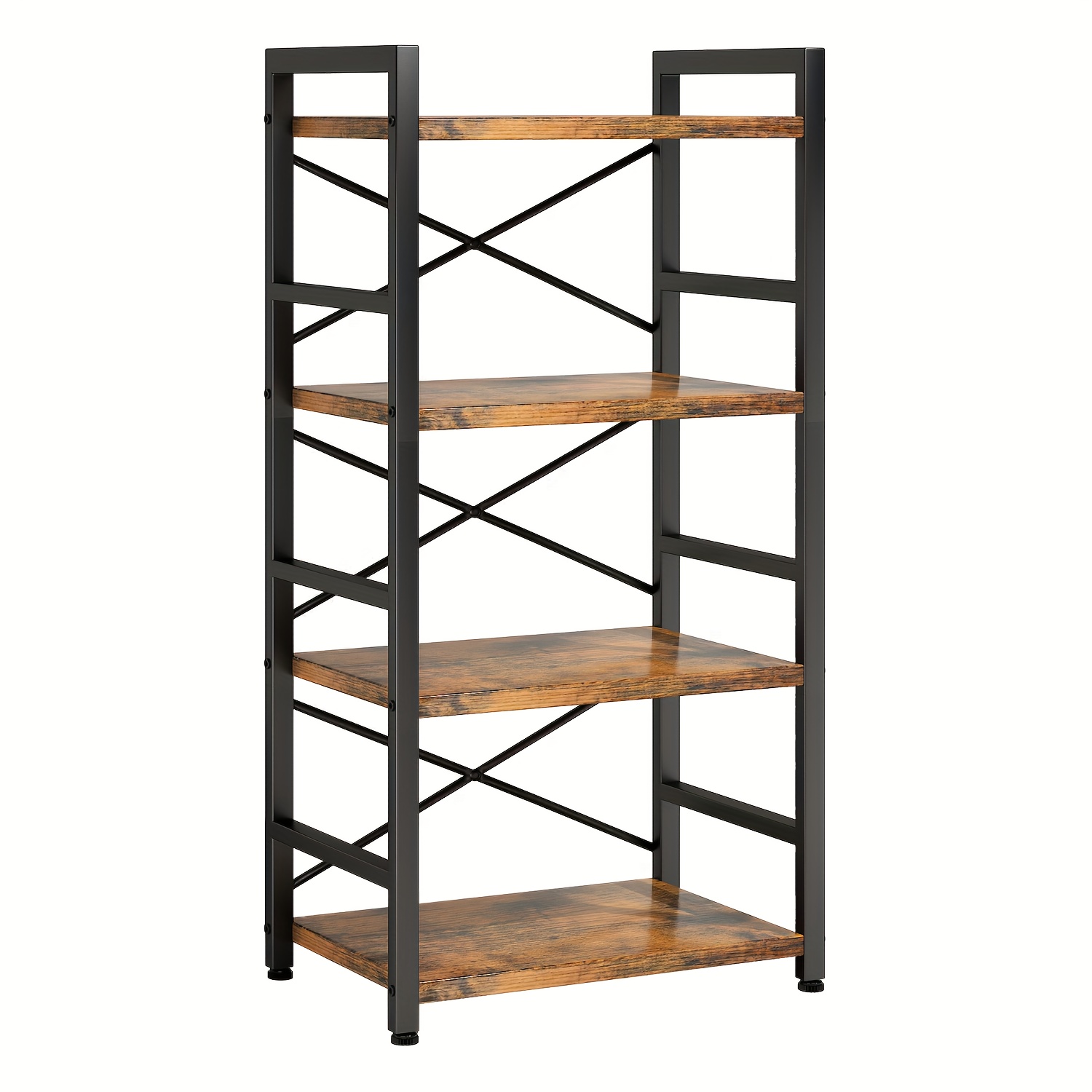 

Homeiju Bookshelf, 4 Tier Small Bookcase, Organizers And Storage, Metal Small Bookcase, Rustic Book Shelf Organization And Storage For Living Room, Bedroom, And Home Office (rustic Brown)