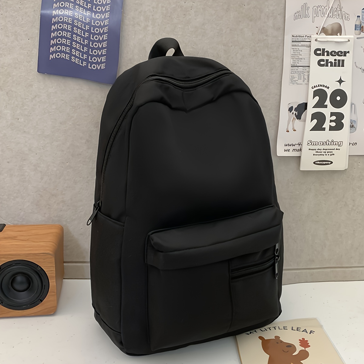 TEMU Nylon Backpack For & - Lightweight, Large With Adjustable Straps, For School & Outdoor Commute