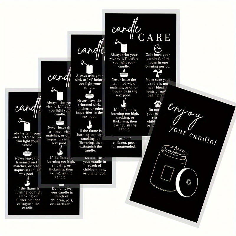 

50-pack Candle Care Instruction Cards, Safety Guidelines For Candle Use, Black & White 3.5x2.1inch, Candle Care Supplies And Accessories