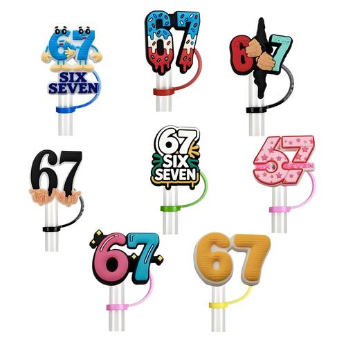 number marked straw caps splash proof protective covers straw cap charm pendants perfect gifts for parties and festivals