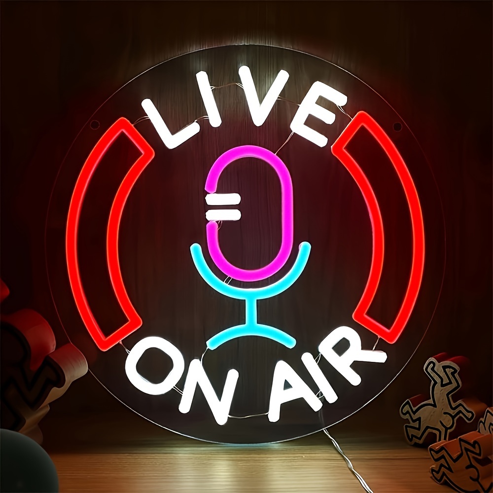 1pc Live On Air Neon Sign, For Music Ktv Gaming Room Wall Decoration Lamp, Living Office Decoration Gift, 5v Usb Powered Atmosphere Lamp