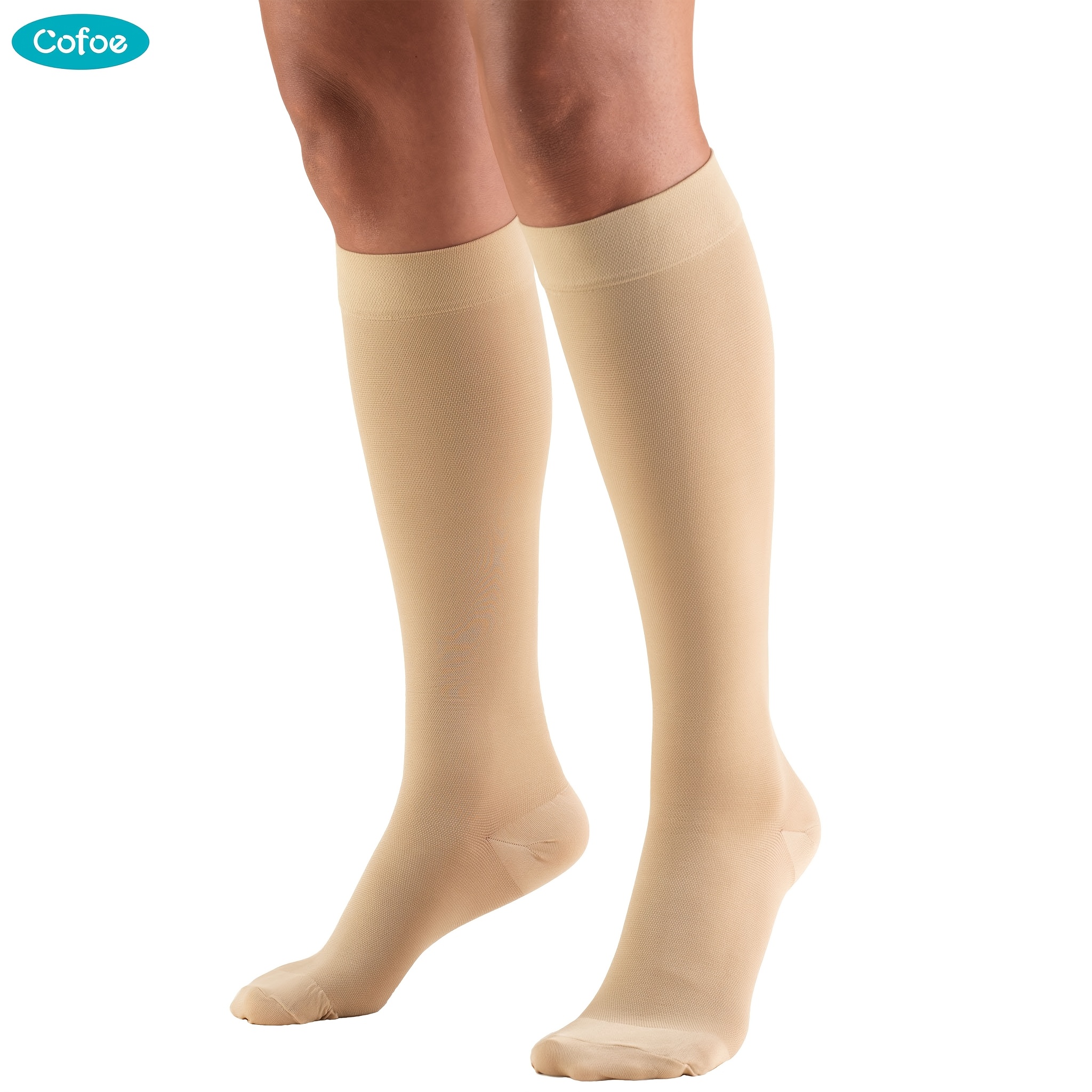 Cofoe 20-30 Mmhg Compression Stockings For Men And Women - Closed Toe, Elastic Gradient Pressure, Compression Leg Sleeve, Breathable Fabric