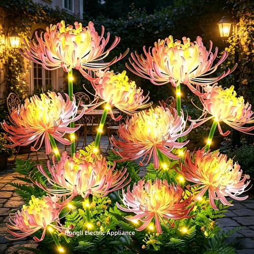 solar garden light string with luminous flowers and stems solar panel courtyard decoration outdoor solar lantern perfect gift for mothers semi flush mounting switch control 600mah battery capacity solar outdoor light