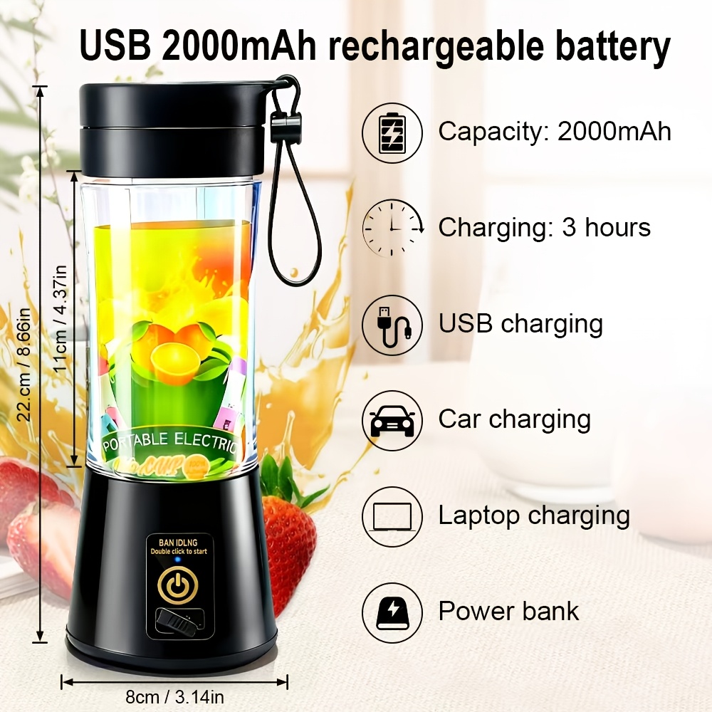 Rechargeable Portable Blender Cup, 12.85 Oz Electric USB Juicer... product image 3