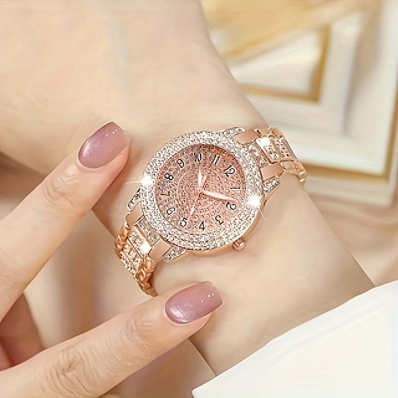 TEMU Deluxe Digital Bracelet Watch For Women, Featuring A Single Piece Design With An Alloy Dial And Hands, Perfect As A Gift For Eid Al-fitr Or For