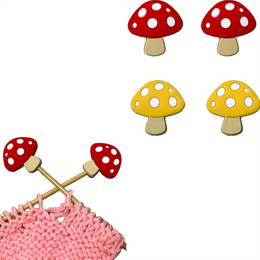 

4/8-piece Silicone Mushroom Stitch Markers For Knitting - Multicolor Needle Point Protectors & Accessories