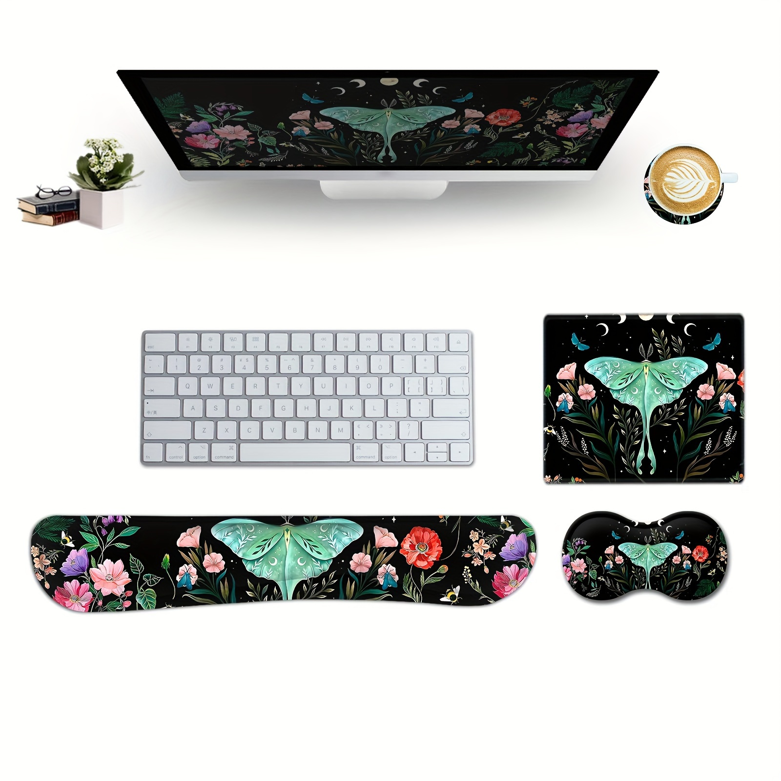 Aelfox Leather-Gel Keyboard Wrist Rest Pad and Mouse Pad Wrist Rest Set,  Ergonomic Wrist Support Wrist Pad Relieve Wrist Pain for Full Size Gaming