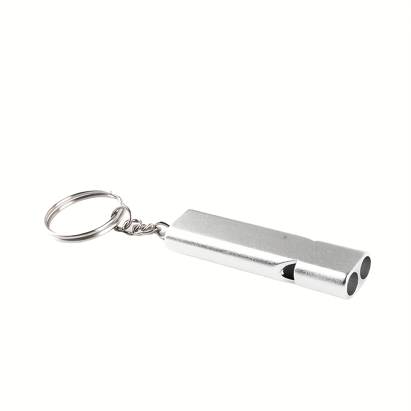 TEMU 1pc Loud 160db Emergency Survival Whistle With Keychain - Heavy-duty Aluminum Alloy Outdoor Tool, Pu Coated/ (compatible For Camping, Hiking,) -