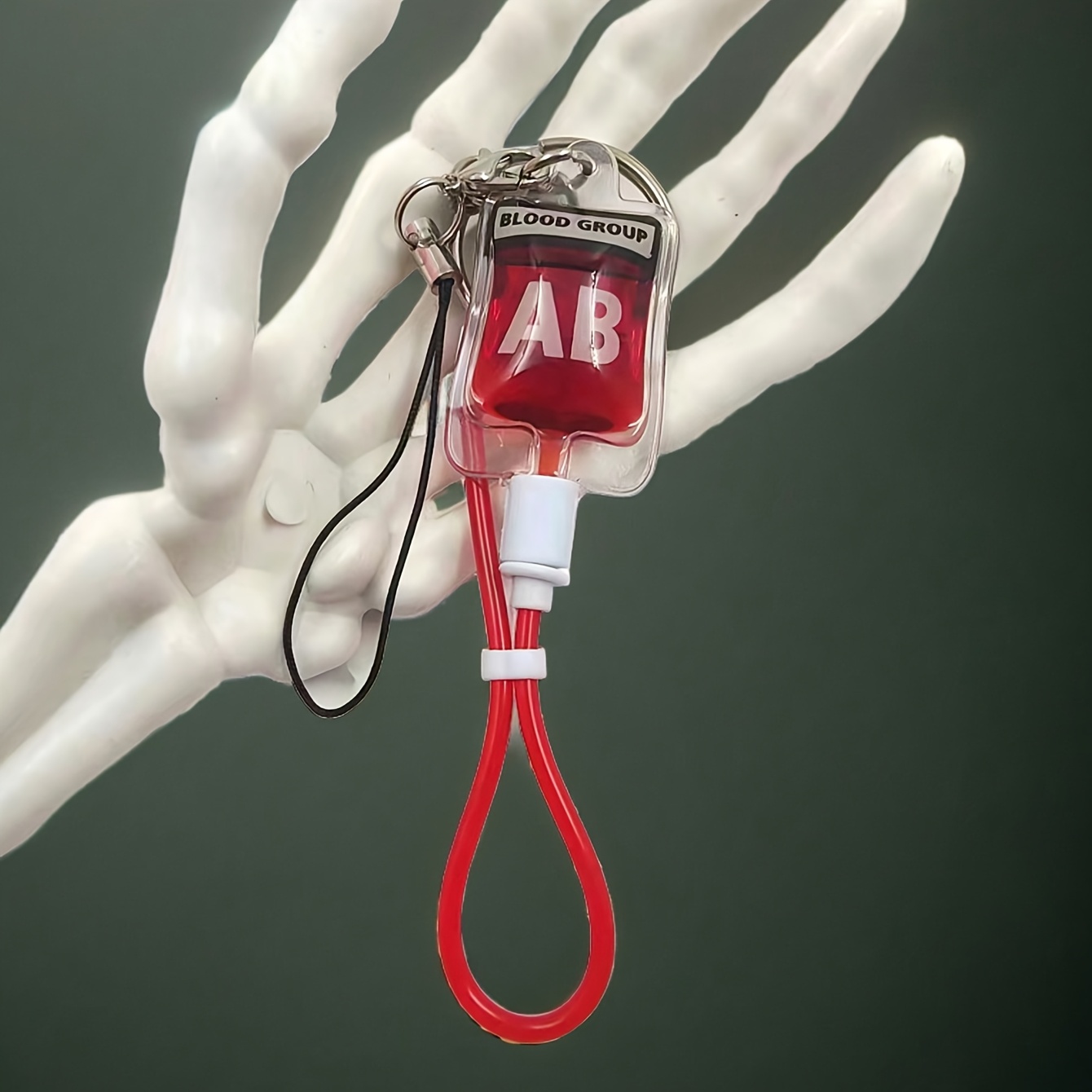 TEMU 1pc Set Red -purpose Pvc Material Halloween Keychain A-type Blood, Blood, Ab-type Blood, Blood, Small Heart-shaped Pendant Gothic Style Creative