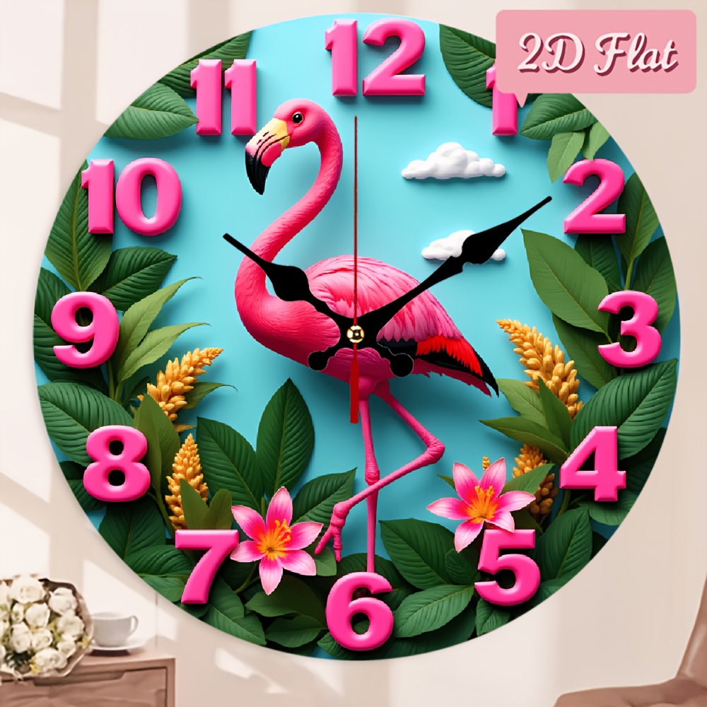 TEMU Nursery Wall Clock In With Lilies And Green Leaves For , Bright And Decor 10x10inch Nursery Decor Wood Art Wall Clock, , Battery-operated (aa