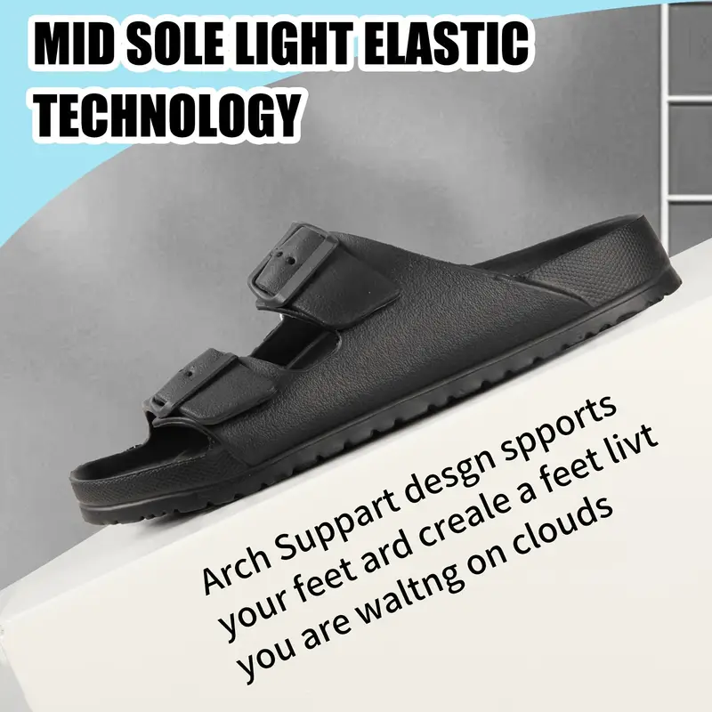 eva solid color sandals platform slip on soft sole double bands slides non slip beach slides Product details 0