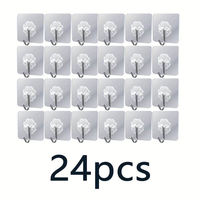 Fashionable Modern Self-Adhesive Towel Hook, Transparent Reusable Waterproof Sticky Hook, Bathroom Towel Hanger, Wall-Mounted Heavy-Duty Self-Hanging Hook, Brushed Treatment, No-Drill Wall-Mounted Bathroom Door Hook, 4/12/24piece