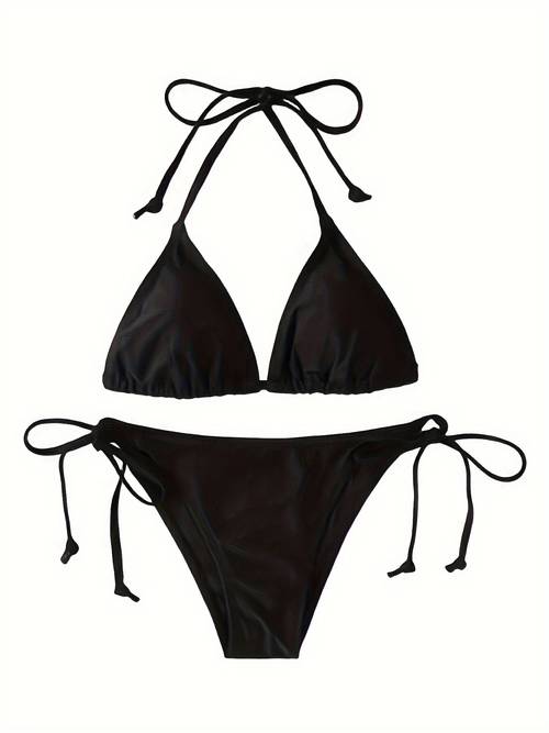 bikini ajustable con tirantes negros