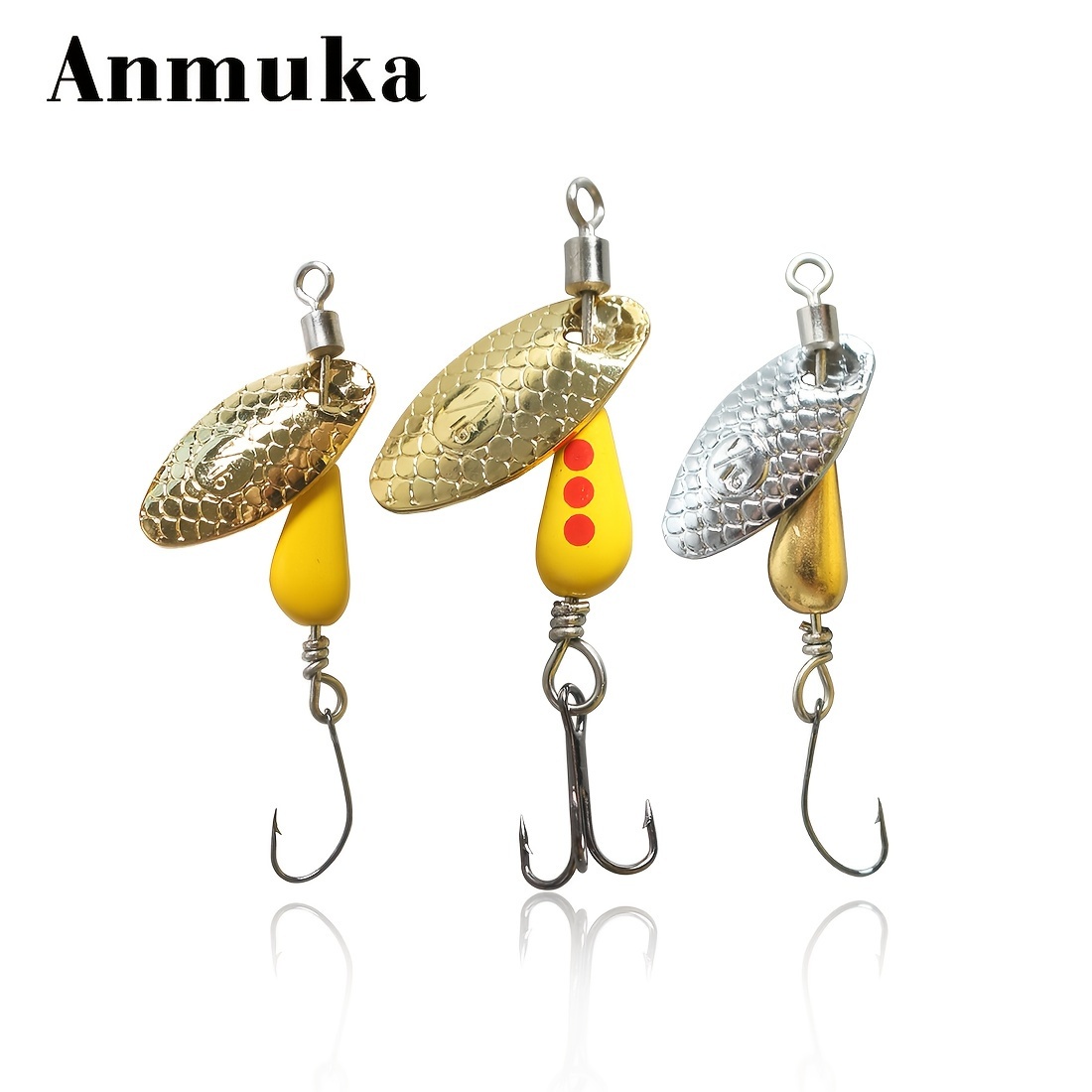 

4pcs Fishing Lure Spinners, Spoon-shaped Metal Hard Baits, Single Hooks And Treble Hooks, Suitable For Perch, Trout, , And Large- , Suitable For Saltwater And Freshwater