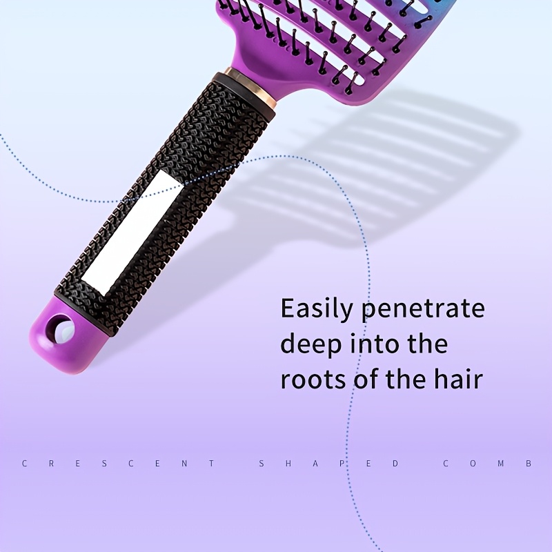 Gradient Hollow Large Curved Comb for Smooth Curls