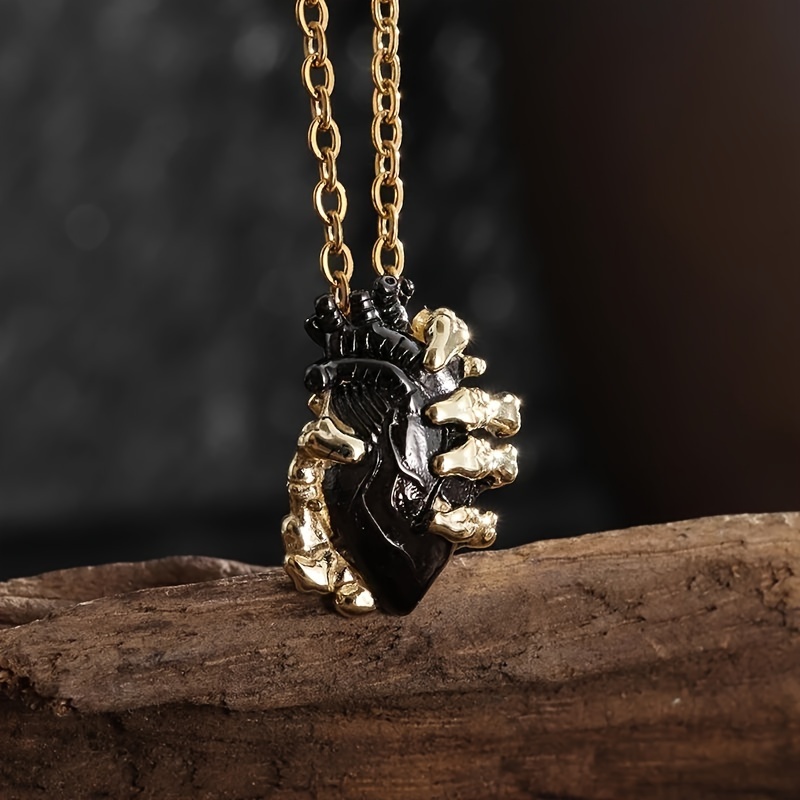 

Vintage Gothic Devil Skeleton Holding Evil Heart Pendant Necklace Party Fashion Jewelry Accessories Men's And Women's Gifts