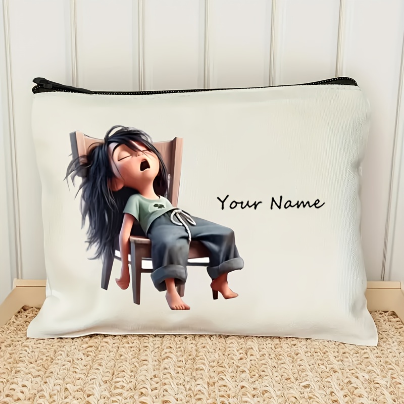 TEMU 1pc, Pattern Makeup Bag With Custom Name - Printed With Name And Pattern, Double-sided Printing - Ideal Gift For Women, Teens, Moms, Birthdays,