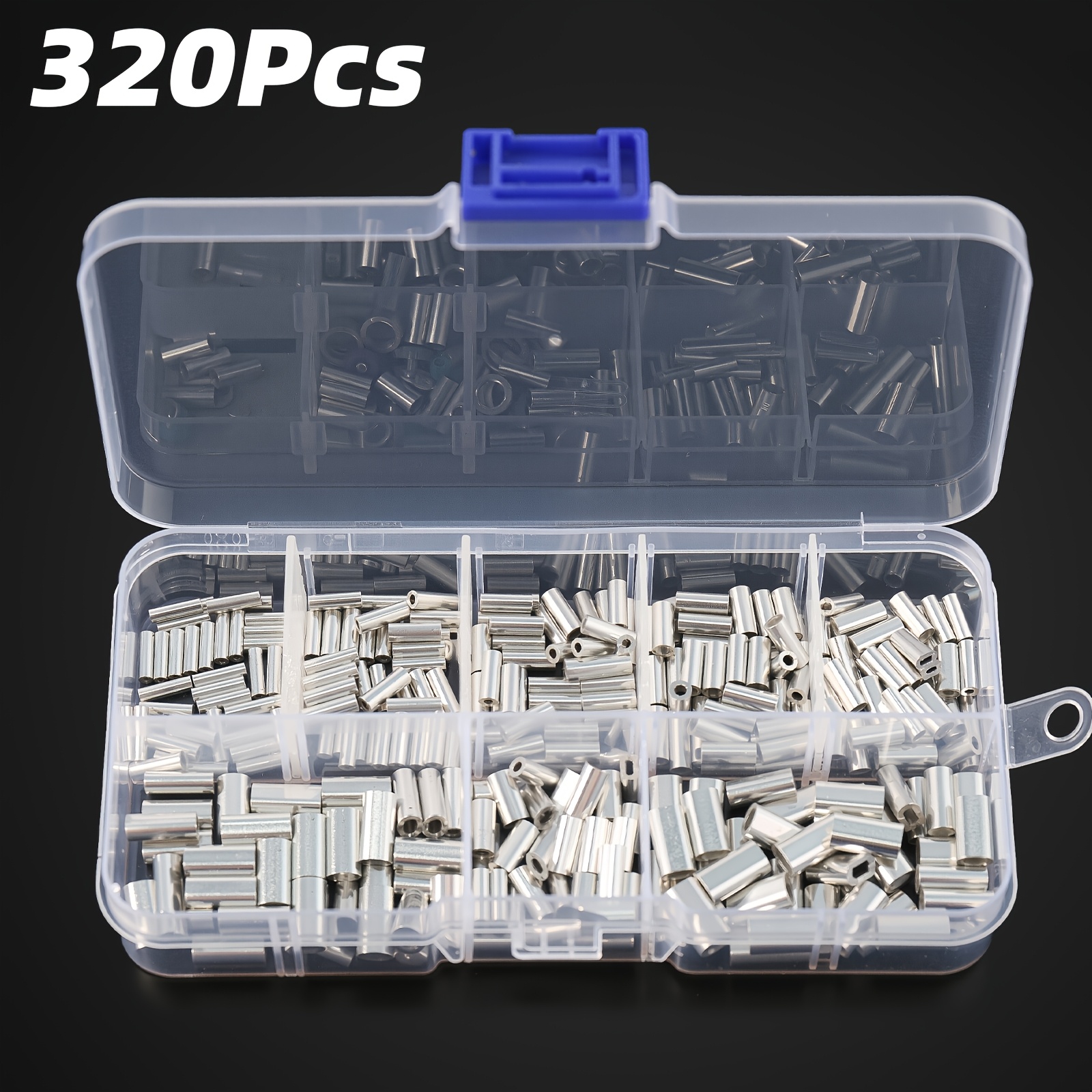 TEMU 320pcs Lure Aluminum Tube Combination Set, Single Line/ Aluminum Tubes, Saltwater Fishing Scale, Swivel Hook, Line Clip, Fishing Accessories