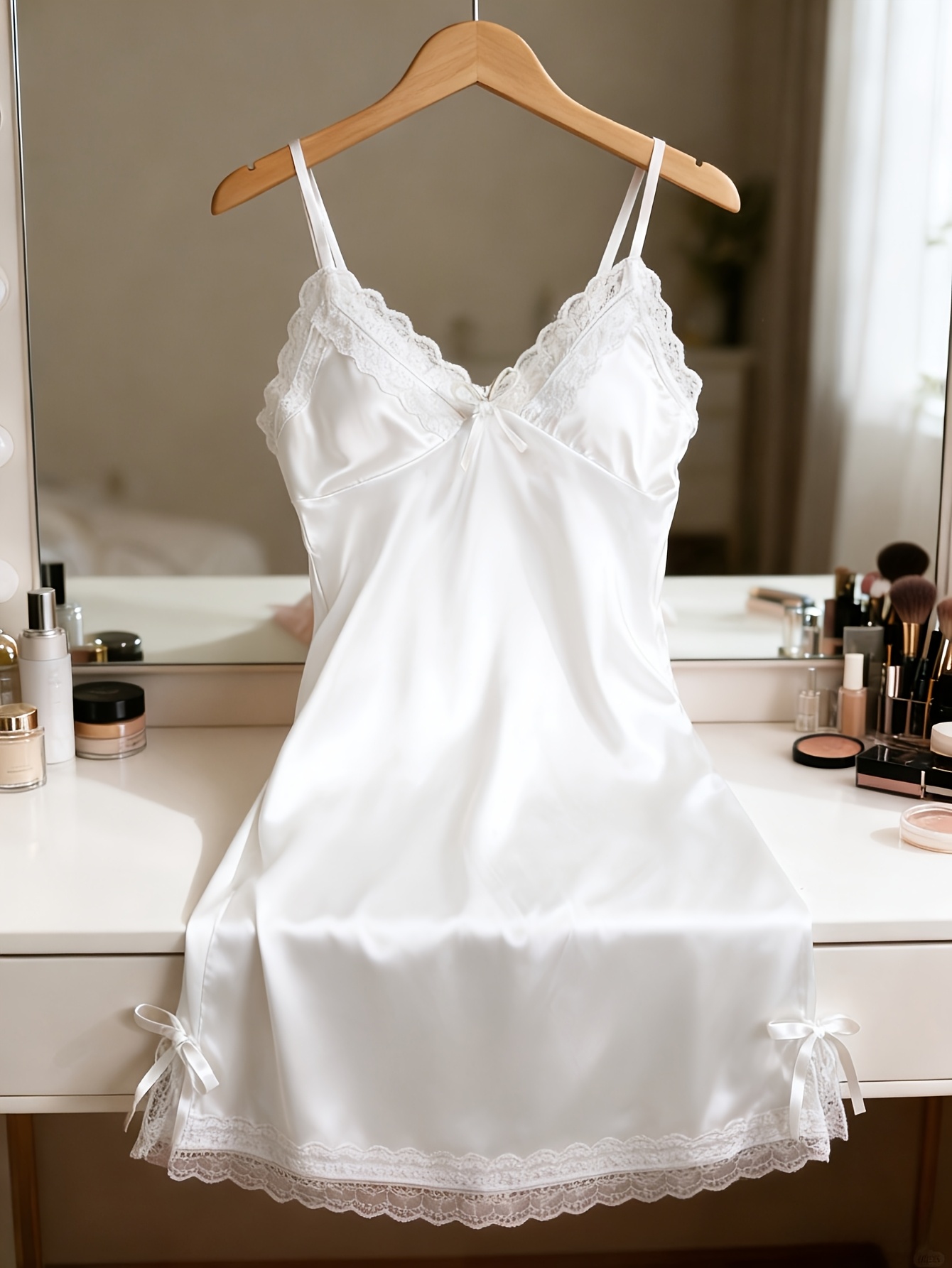 lace   deep v nightgown   split slip sleepwear loungewear