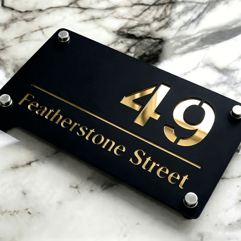 TEMU Custom Acrylic Double-layer Door Number Plate, Personalized Outdoor Address Decoration Plate, Laser-cut Home Door Number Plate, Wall Decoration