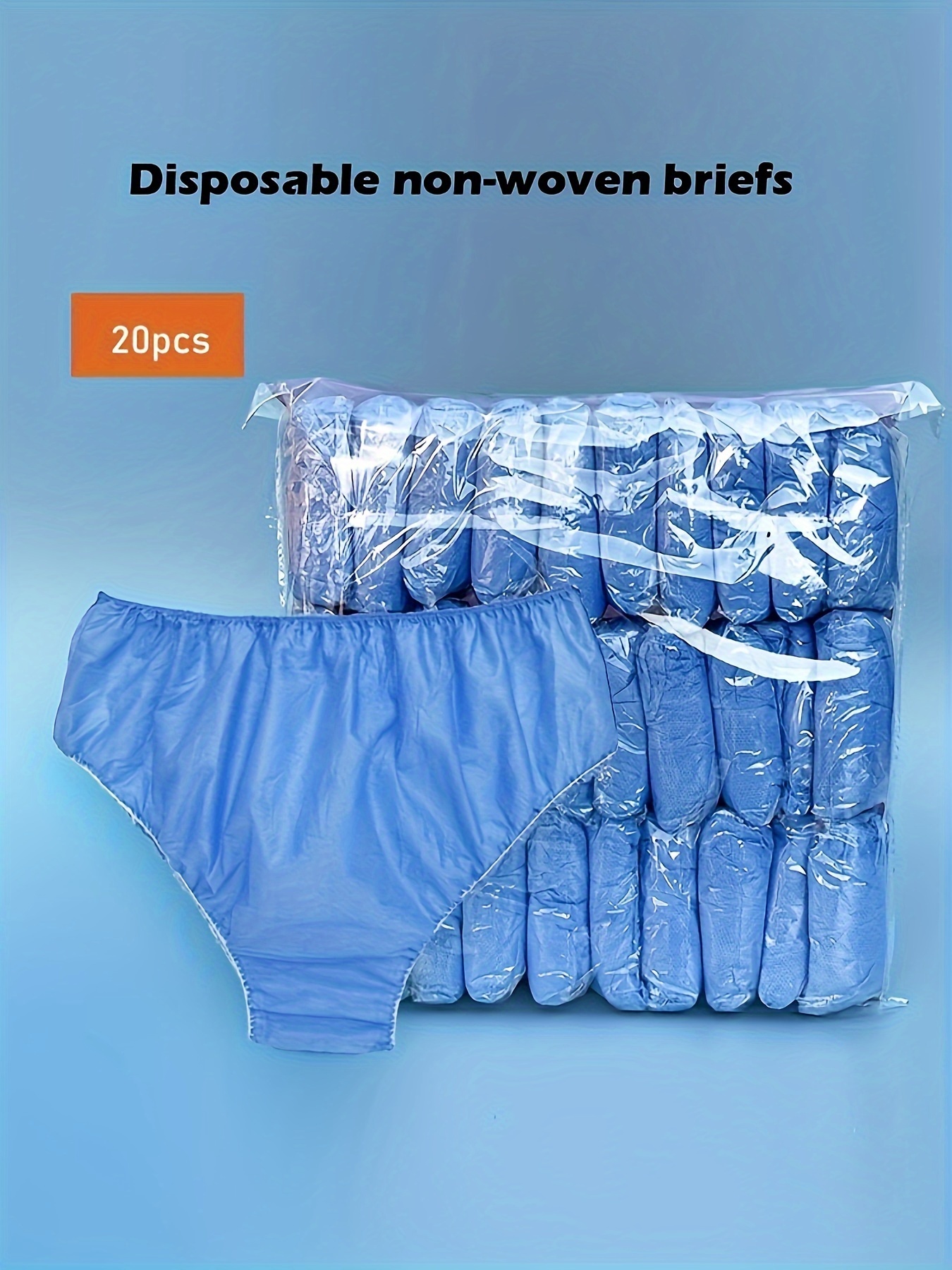 Disposable Underwear, 20pcs Non Woven Unisex SPA Sauna Breathable Briefs  Soft Blue Travel Panties for Men Women One Time Washable Period Disposable