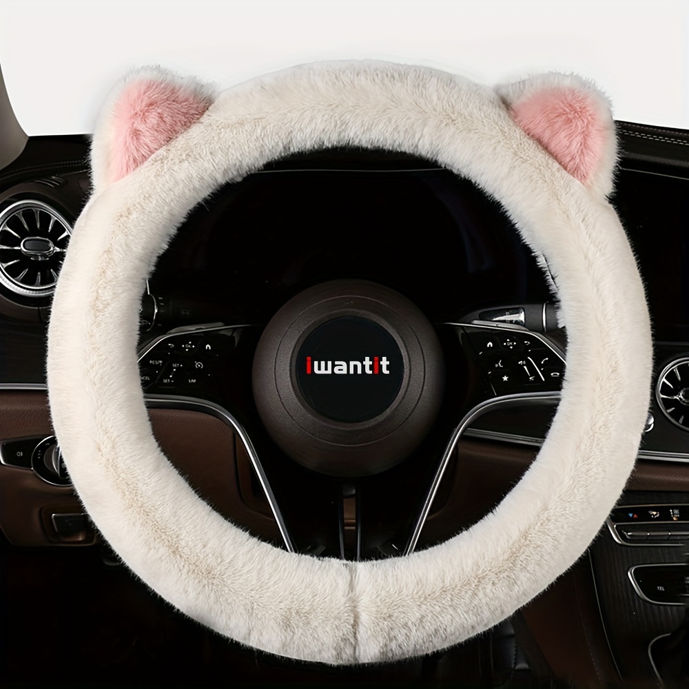 

Iwantit® Fluffy Cute Steering Wheel Covers With Anti-slip Rubber For Women Or Men, Universal Fit -15 Inches For Car, Suv