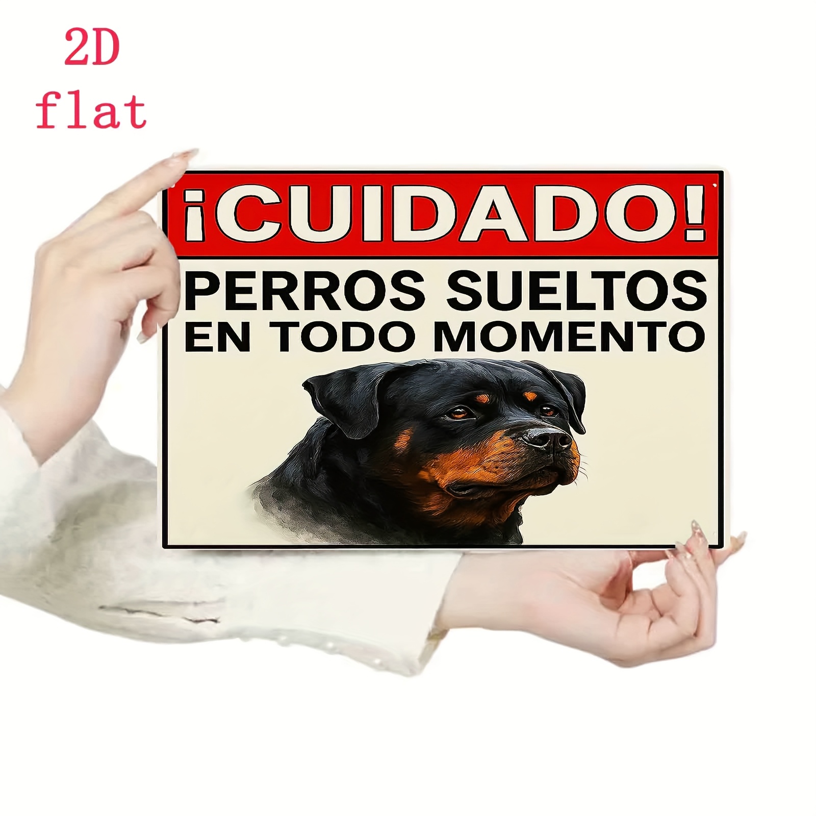 TEMU 2D, 1 pieza en español "Cuidado Con Suelte" (Cuidado con sueltos) Letrero de pared de metal - Decoración de advertencia retro de hierro