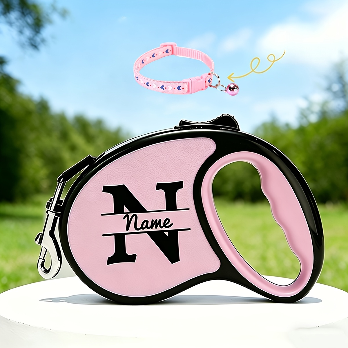 TEMU Custom Personalized Dog Leash Collar Set With Custom , Retractable Walking Leash Collar, Unique Daily Outdoor Accessory Gift For Dog Mom Dog Dad