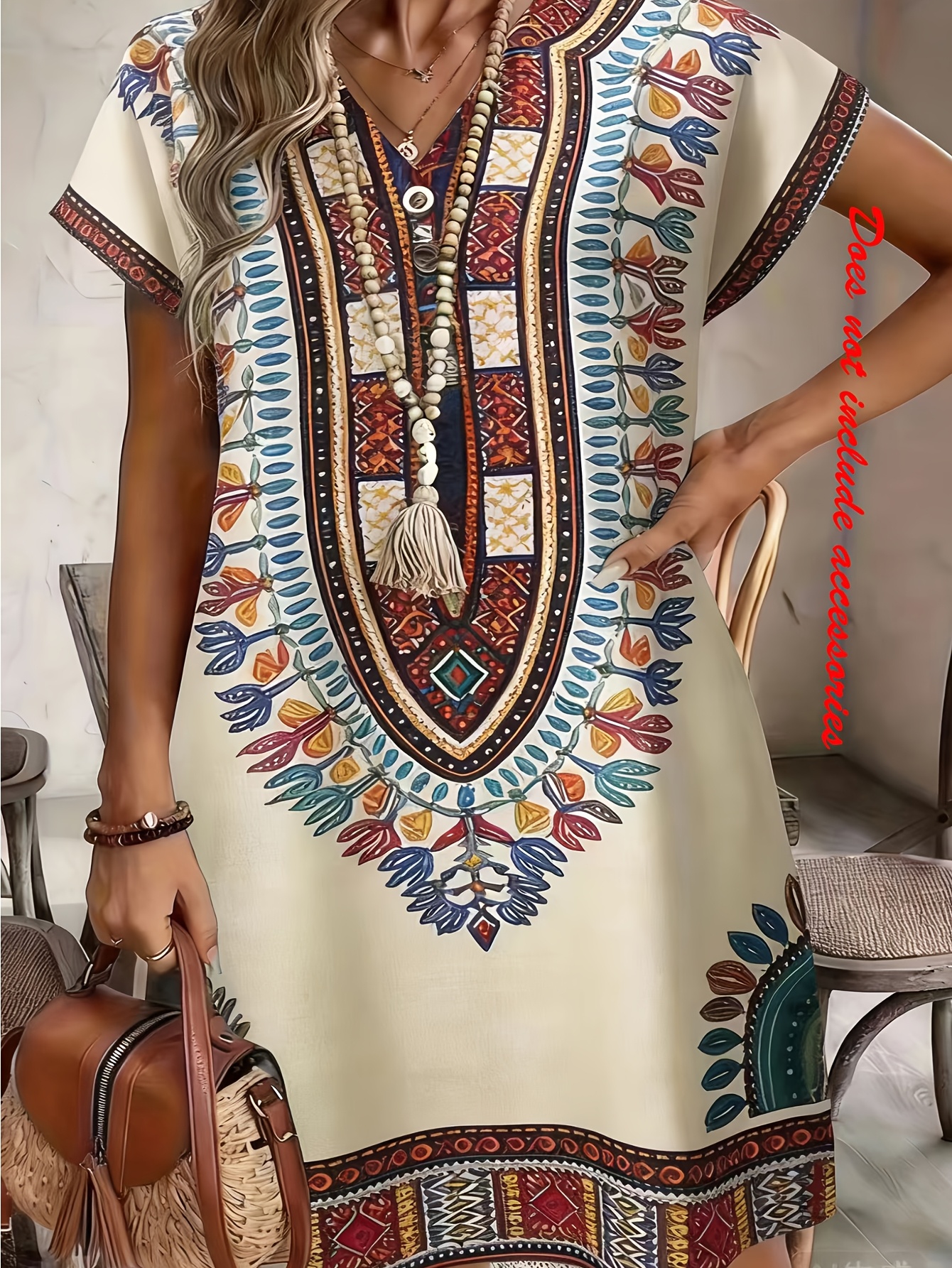 womens loose fit casual dress with   print