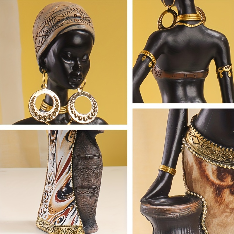 estátua de resina de mulher africana elegante - decoração   para  , quarto ou escritório Detalhes do produto 8
